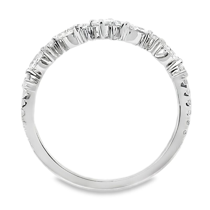 Pear Marquise and Round Diamond 1/2ctw. Double Row Chevron Contour Wedding Ring in 14k White Gold image number null