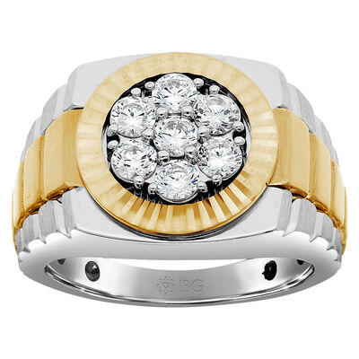 Men's 1ctw. Diamond & 10k Two Tone Gold Wedding Ring
