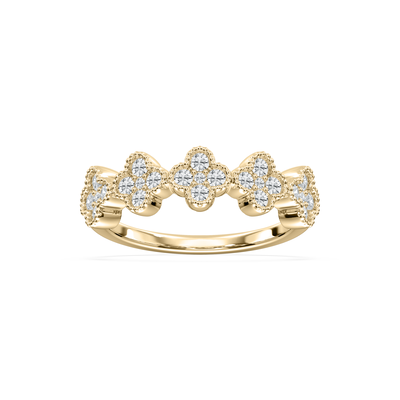 Lab Grown Diamond 1/2ctw. Clover Style Ring in 10k Yellow Gold