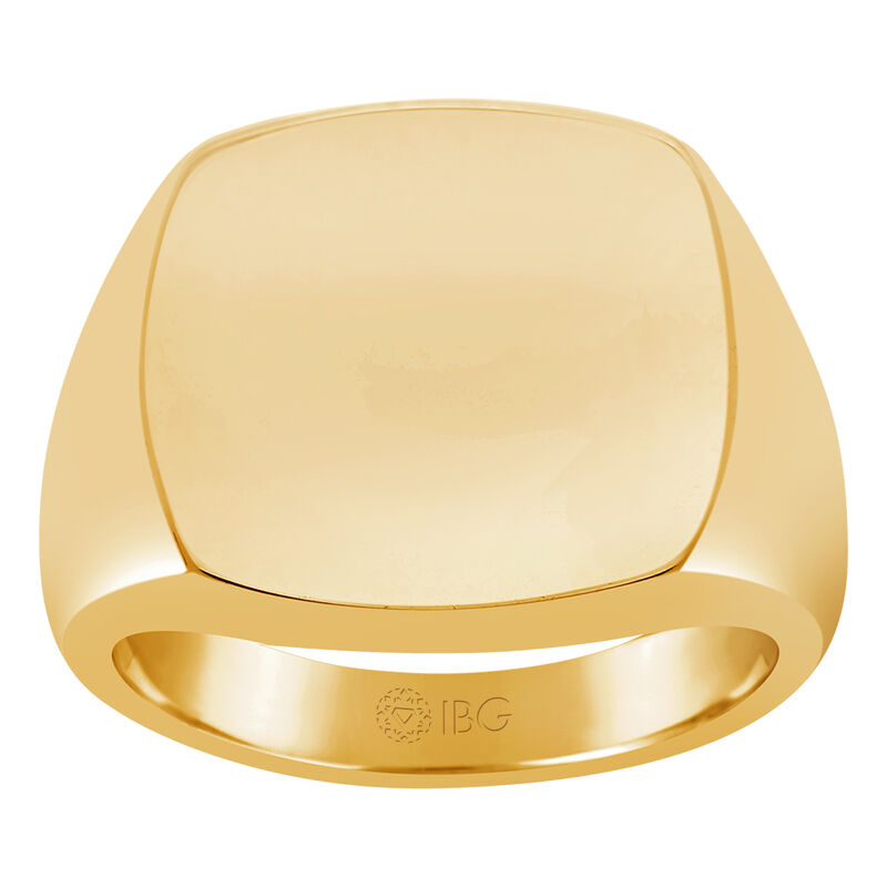 Cushion Polished Top Signet Ring 18x18mm in 14k Yellow Gold  image number null