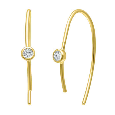 Diamond 1/10ctw. Bezel Wire Earrings in 10k Yellow Gold