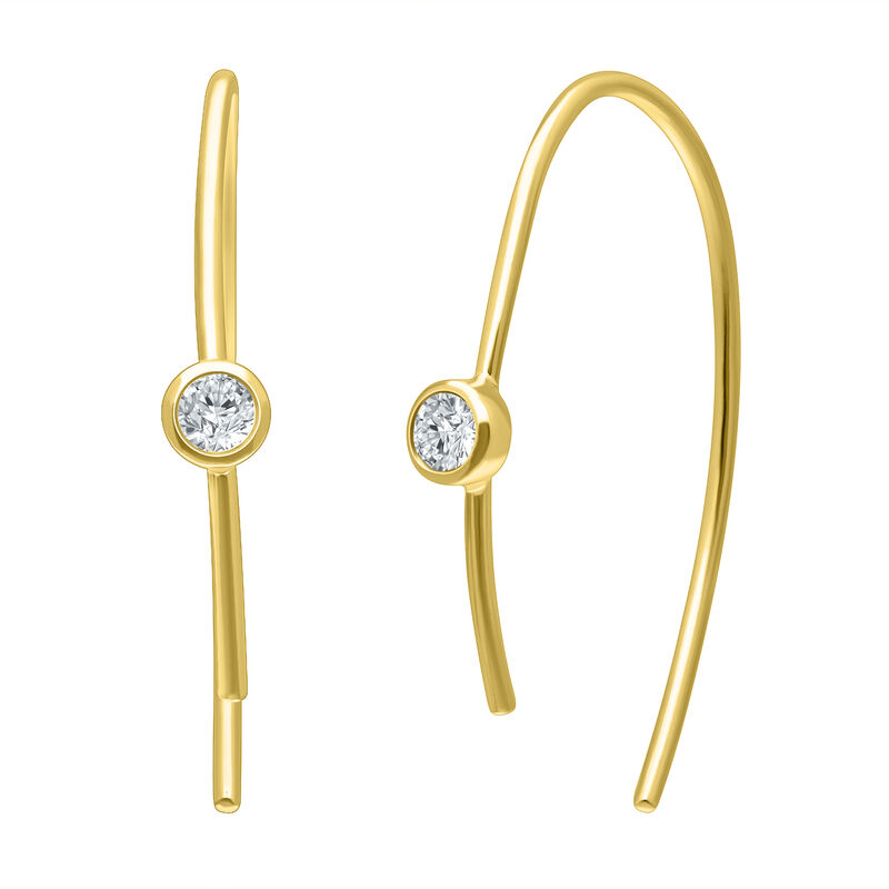 Diamond 1/10ctw. Bezel Wire Earrings in 10k Yellow Gold image number null
