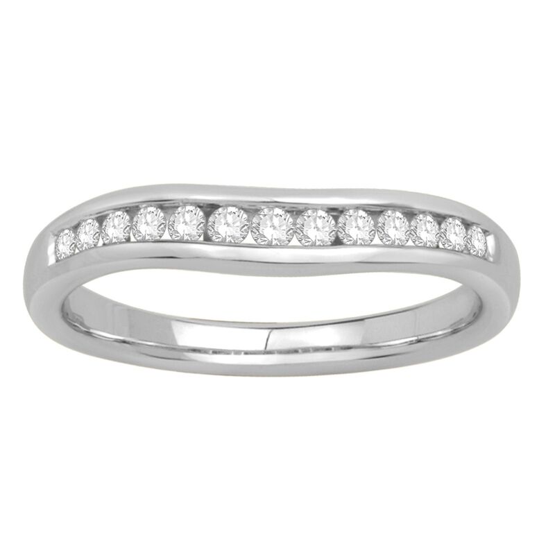 Round 1/4ctw. Channel-Set Contour Diamond Band in 14k White Gold image number null