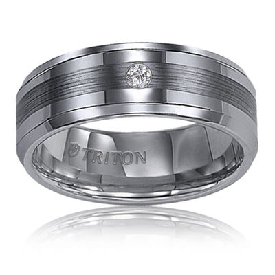 Men's Diamond & Tungsten Carbide Wedding Ring (8mm)