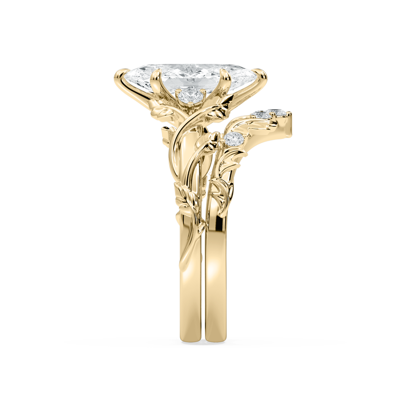 Marquise Lab Grown Diamond 2 1/4ctw. Three Stone Contour Bridal Set in 14k Yellow Gold image number null
