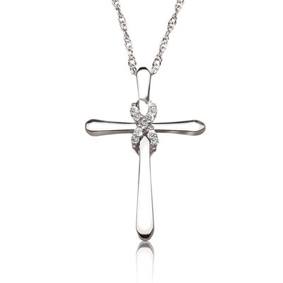 Infinity Diamond Cross in Sterling Silver