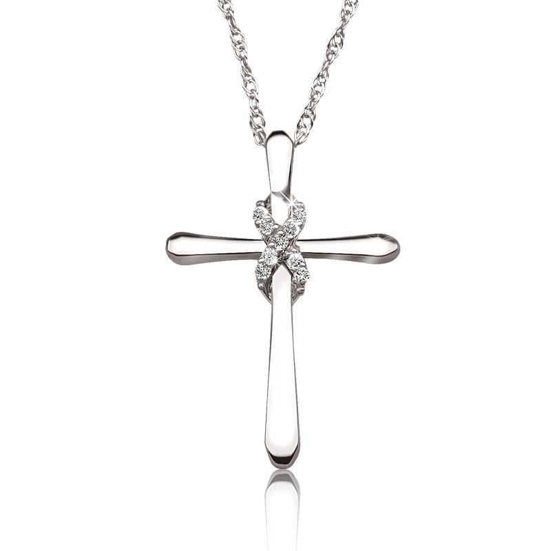 Infinity Diamond Cross in Sterling Silver image number null