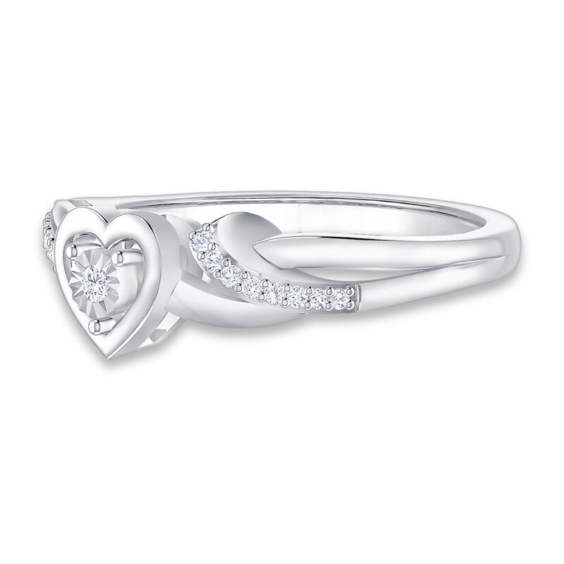 Brilliant-Cut .10cts. Diamond Heart Promise Ring in Sterling Silver image number null