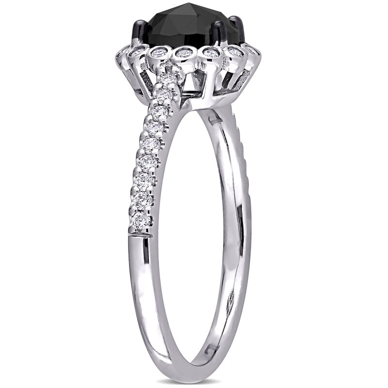 Oval Black Diamond Halo Engagement Ring in 14k White Gold image number null