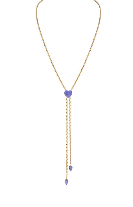 Blue Howlite Adjustable Necklace in Sterling Silver & 14k Yellow Gold Plating image number null