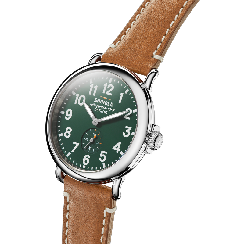 Shinola Men's Runwell Stainless Steel Green Dial Tan Leather Strap 41mm Watch S0110000026 image number null