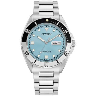 Citizen Men's GTS Sports Automatic Black White Bezel Blue Dial Bracelet 42mm Watch in Stainless Steel NH7530-52L
