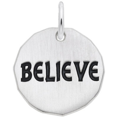 Believe Charm Tag in Sterling Silver
