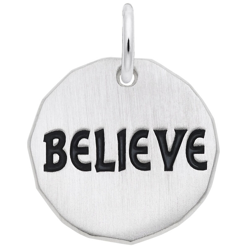 Believe Charm Tag in Sterling Silver image number null