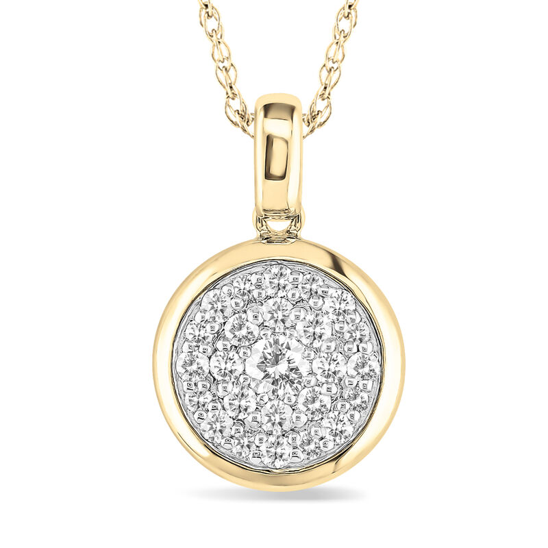 Diamond Cluster Pendant in 10k Yellow & White Gold image number null