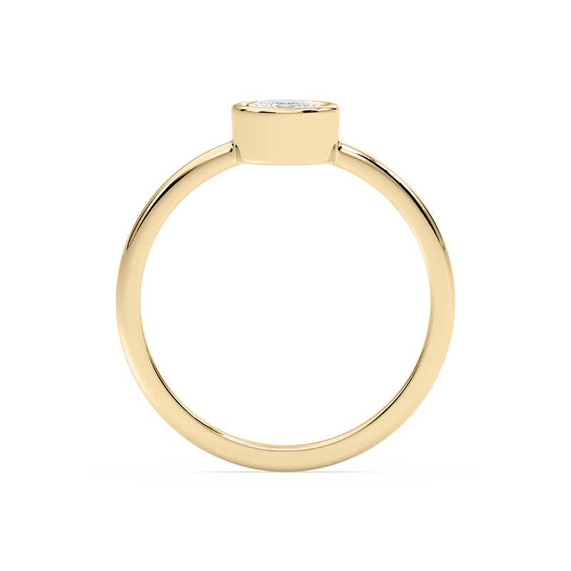 Oval Lab Grown Diamond Bezel Petite Solitaire Engagement Ring in 10k Yellow Gold image number null