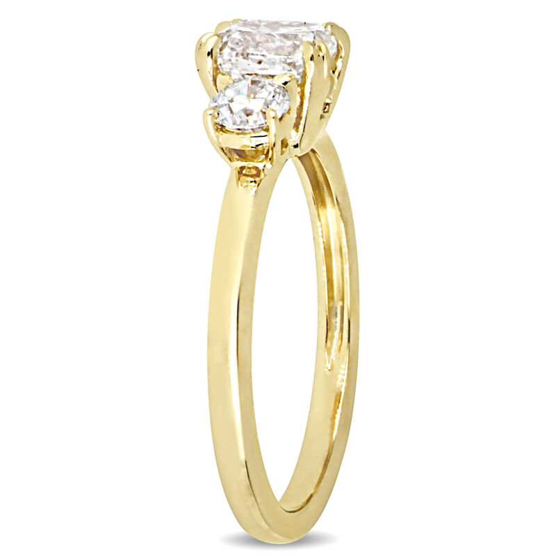 Three-Stone Cushion & Round 1½ctw. Diamond Engagement Ring in 14k Yellow Gold image number null