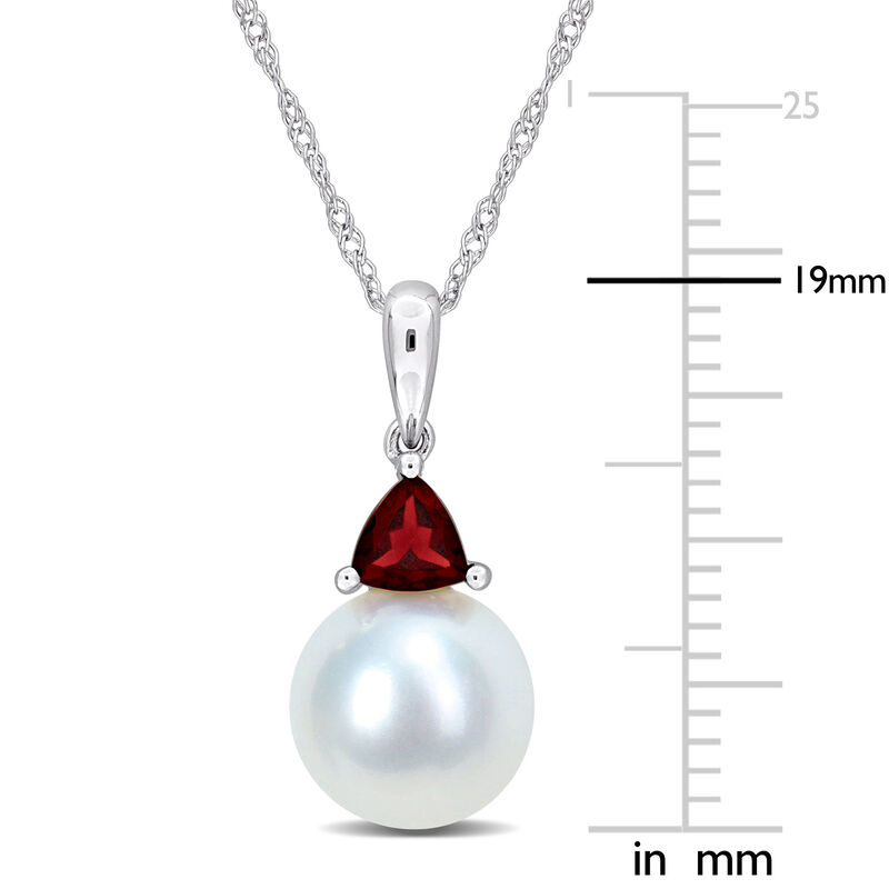 Garnet & Freshwater Cultured Pearl Necklace in 10k White Gold image number null