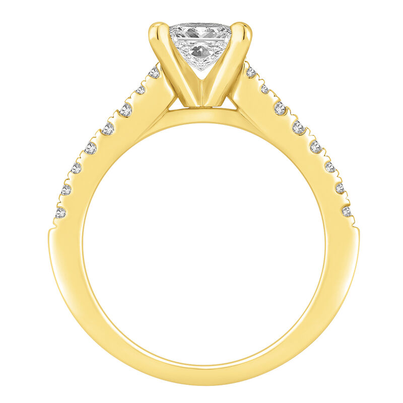 Princess-Cut Lab Grown 1 1/4ctw. Diamond Split Shank Cathedral Engagement Ring in 14k Yellow Gold image number null