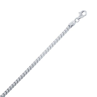 Franco Chain 24" in White Sterling Silver (2.5mm)