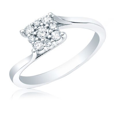 Square Diamond 1/4ct. Cluster Promise Ring in 14k White Gold
