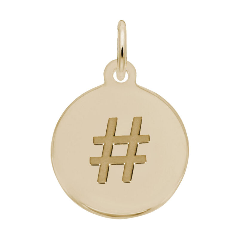 Hashtag Symbol Charm in Gold Plated Sterling Silver image number null