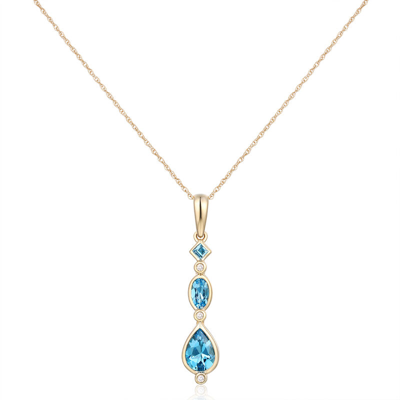 Blue Topaz Multi-Stone Drop Pendant in 10k Yellow Gold image number null