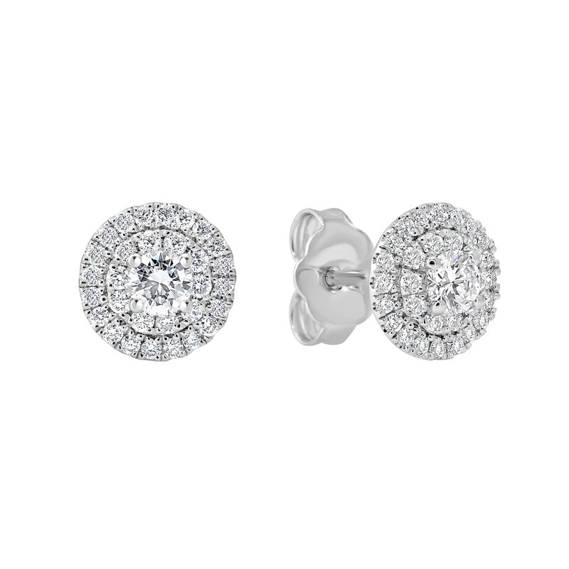 Lab Grown Diamond 1/2ctw. Double Halo Stud Earrings in 14k White Gold image number null