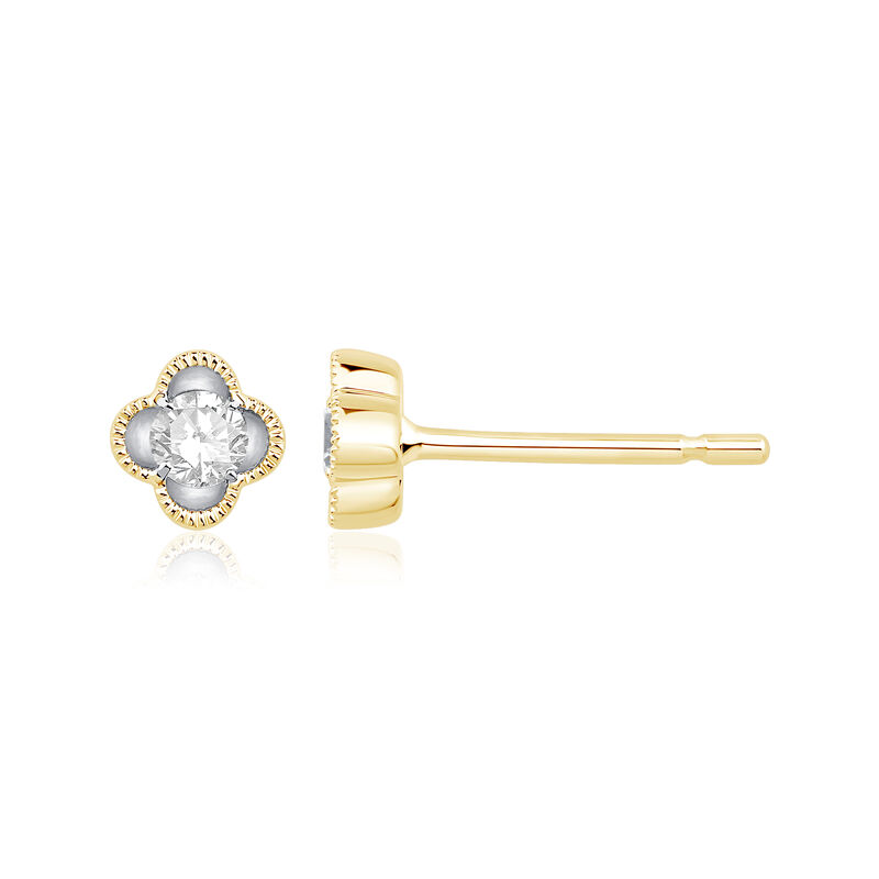 Natural Diamond 1/5ctw. Clover Stud Earrings in 10k Yellow Gold image number null