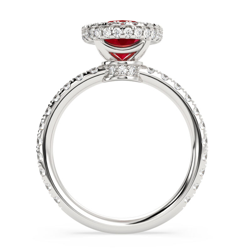 Oval-Cut Created Ruby & Lab Grown Diamond Halo Ring in 14k White Gold image number null