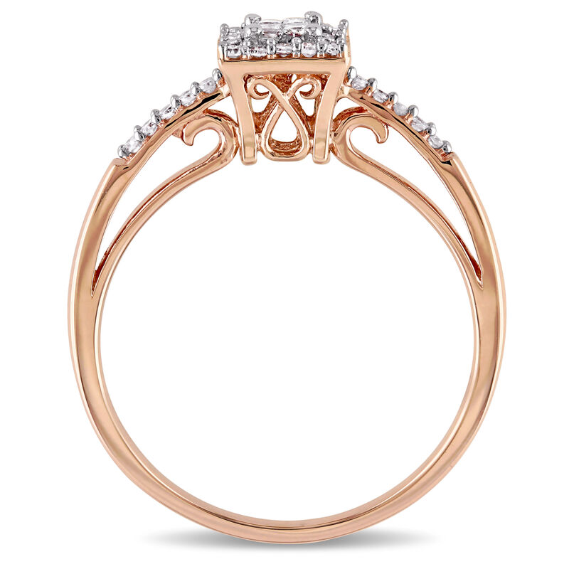 Princess-Cut 1/5ctw Quad Halo Engagement Ring in 10k Rose Gold image number null