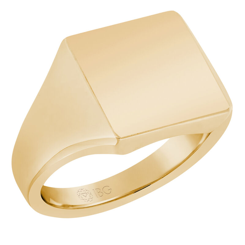 Square All polished Top Signet Ring 14x14mm in 10k Yellow Gold  image number null