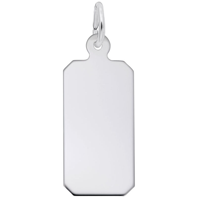 Dog Tag Charm in 14K White Gold image number null