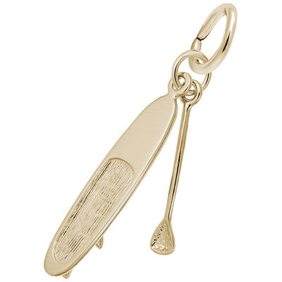 Paddle Board & Paddle Charm in 14k Yellow Gold