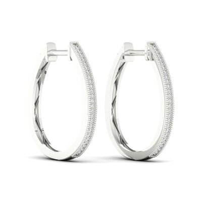 Diamond 1/6ctw. Hoop Earrings in 10k White Gold