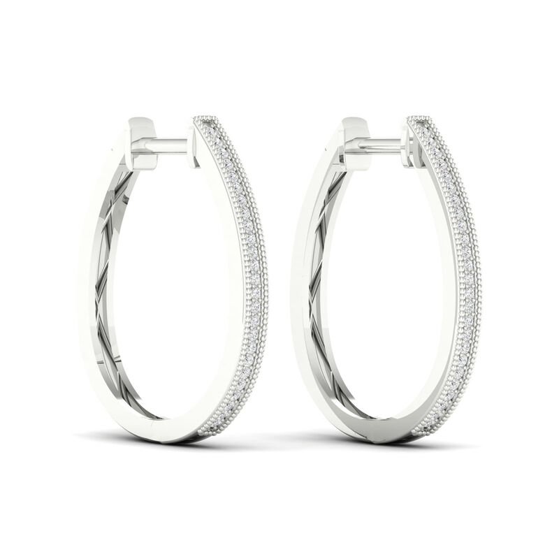 Diamond 1/6ctw. Hoop Earrings in 10k White Gold image number null