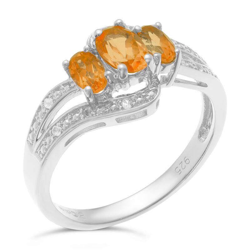 Triple Oval Citrine and White Topaz Ring in Sterling Silver  image number null