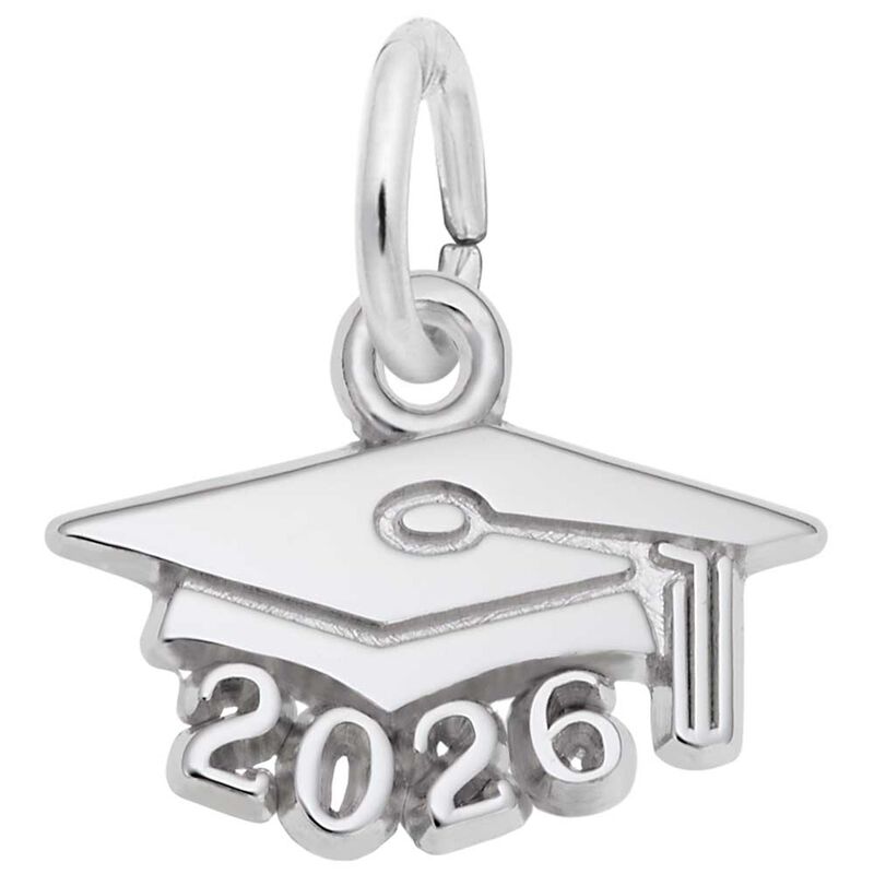 2026 Graduation Cap Charm in 14k White Gold image number null