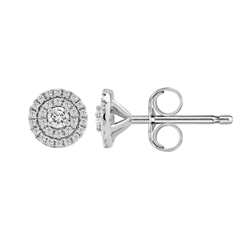 Lab Grown Diamond 1/4ctw. Double Halo Stud Earrings in 14k White Gold image number null