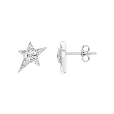 Lab Grown Diamond Star Earrings in 10k White Gold