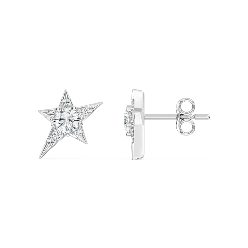 Lab Grown Diamond Star Earrings in 10k White Gold image number null