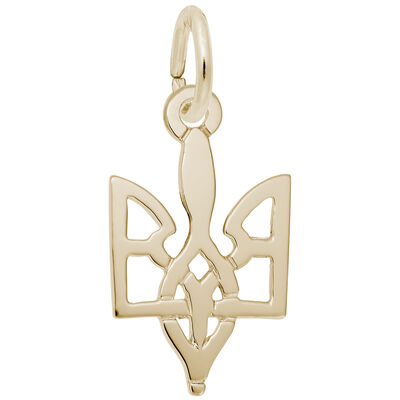 Ukrainian Trident Charm in Gold Plated Sterling Silver