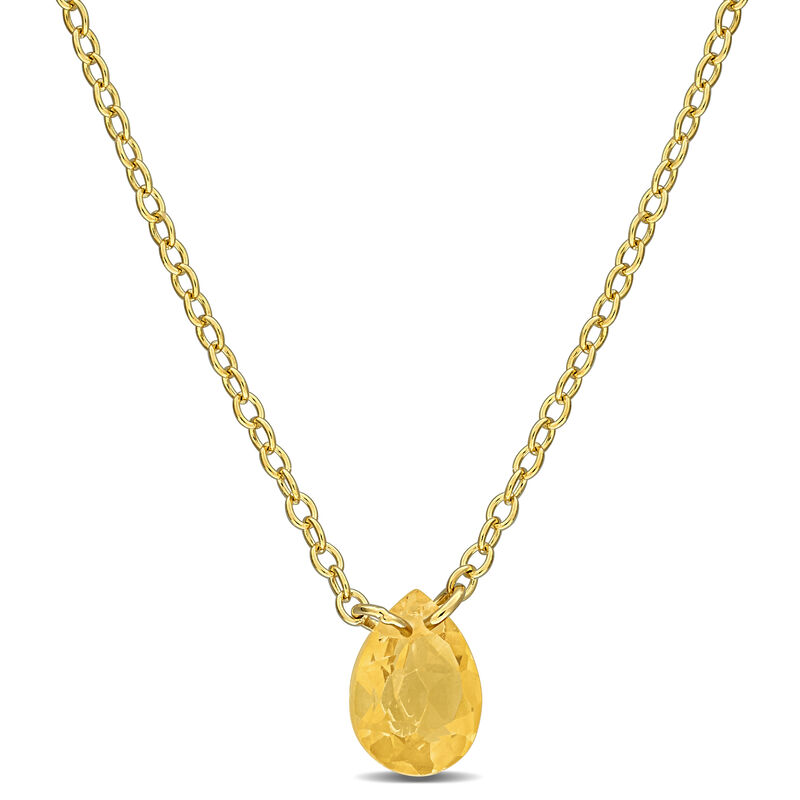 Citrine Pear Necklace in Gold Plated image number null