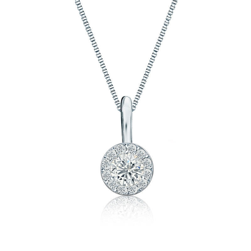 White Diamond Halo &#188;ct. Pendant in 14k White Gold image number null
