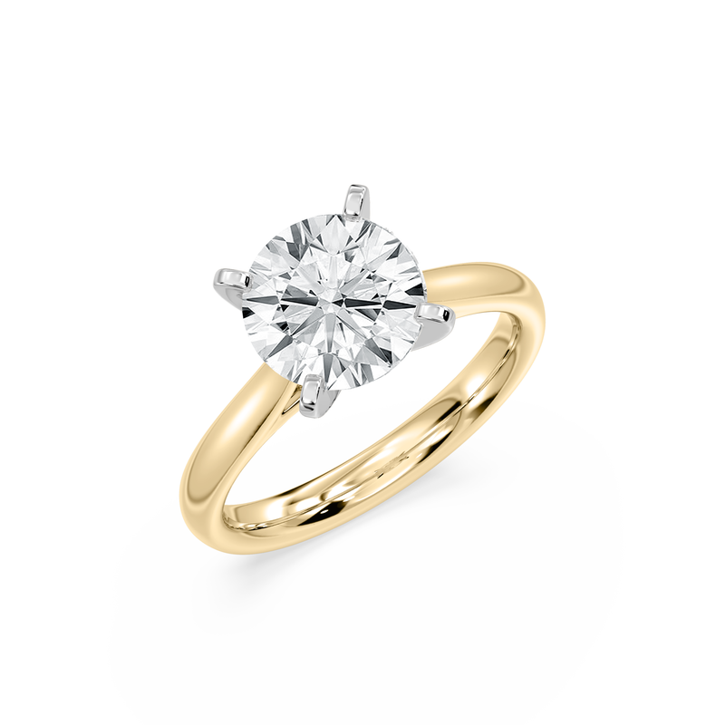 Round Lab Grown Diamond 3ctw. Cathedral Solitaire Engagement Ring in 14k Yellow Gold image number null
