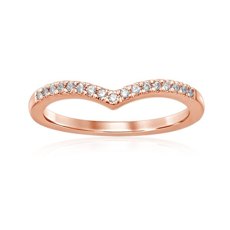 Diamond Stackable Wide V Band in 10k Rose Gold image number null