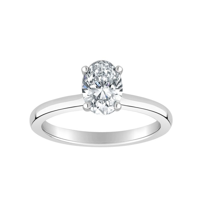 Oval-Cut Lab Grown 3/4ctw. EF VS Diamond Ribbon Halo Solitaire Engagement Ring in 14k White Gold image number null