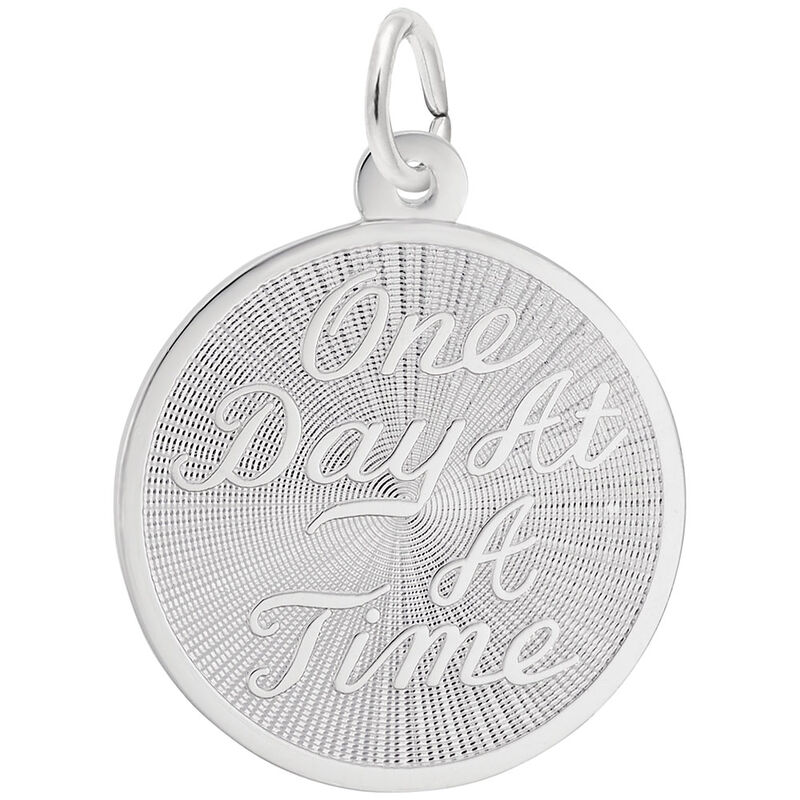 One Day at a Time Charm in 14k White Gold image number null