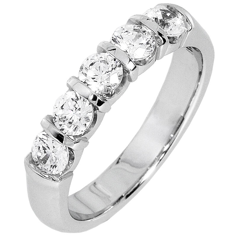 Diamond 5-Stone 3/4 ctw. Wedding Band in 14K White Gold (HI, I1) image number null