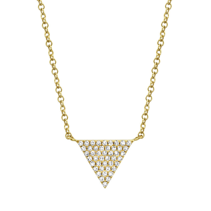 Shy Creation: Diamond Pavé Triangle Necklace in 14k Yellow Gold image number null